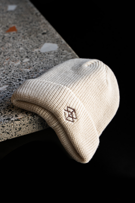 Embroidered RB Logo Beanie - Cream