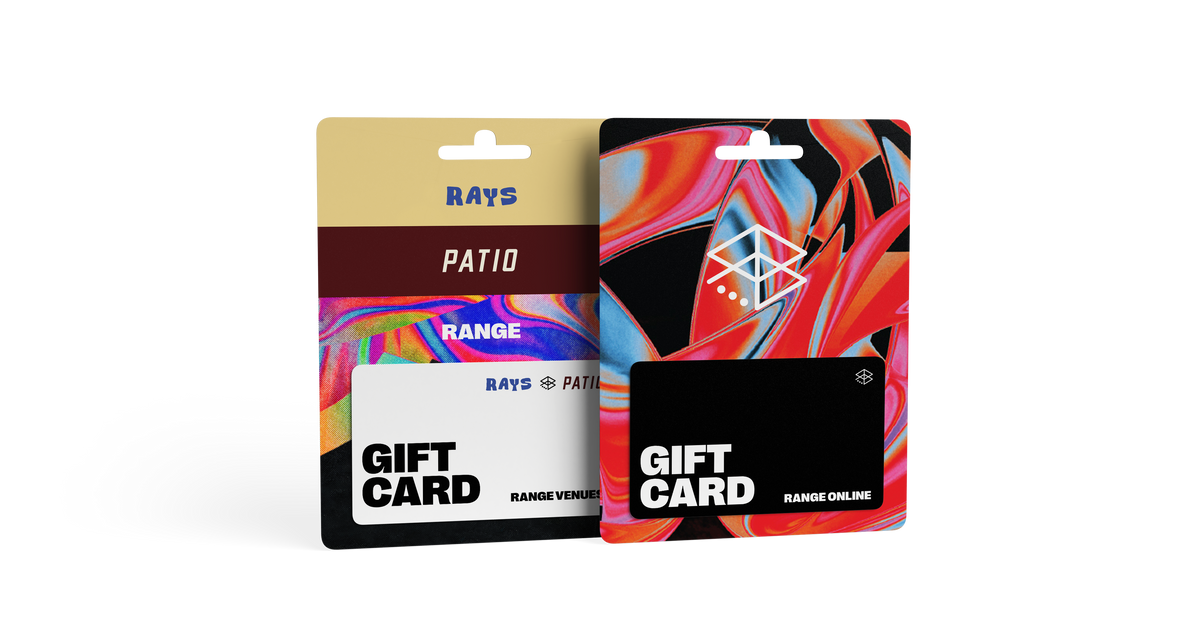 Two colorful gift card packages with 'Rays' branding on a white background