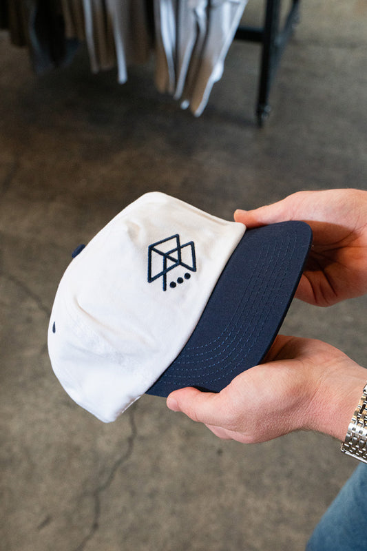 5 Panel Cult Cap - White & Navy