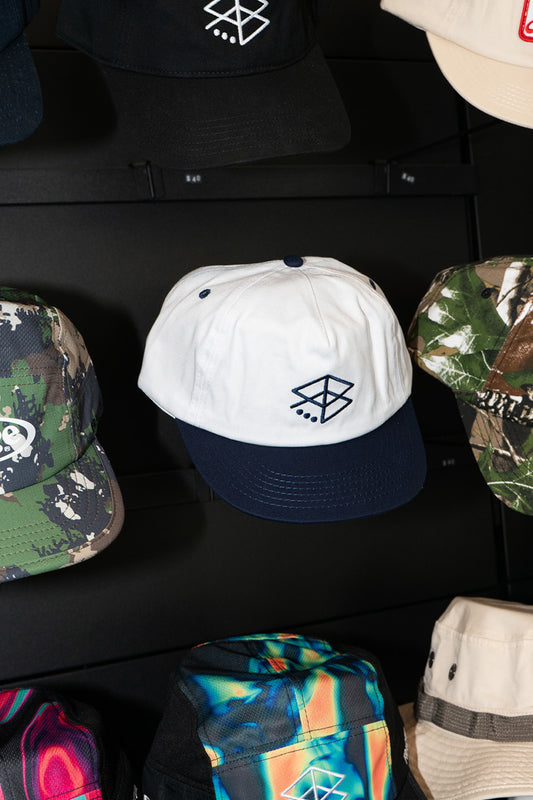 5 Panel Cult Cap - White & Navy