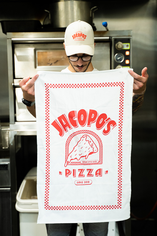 Jacopo's Pizza Tea Towel - White