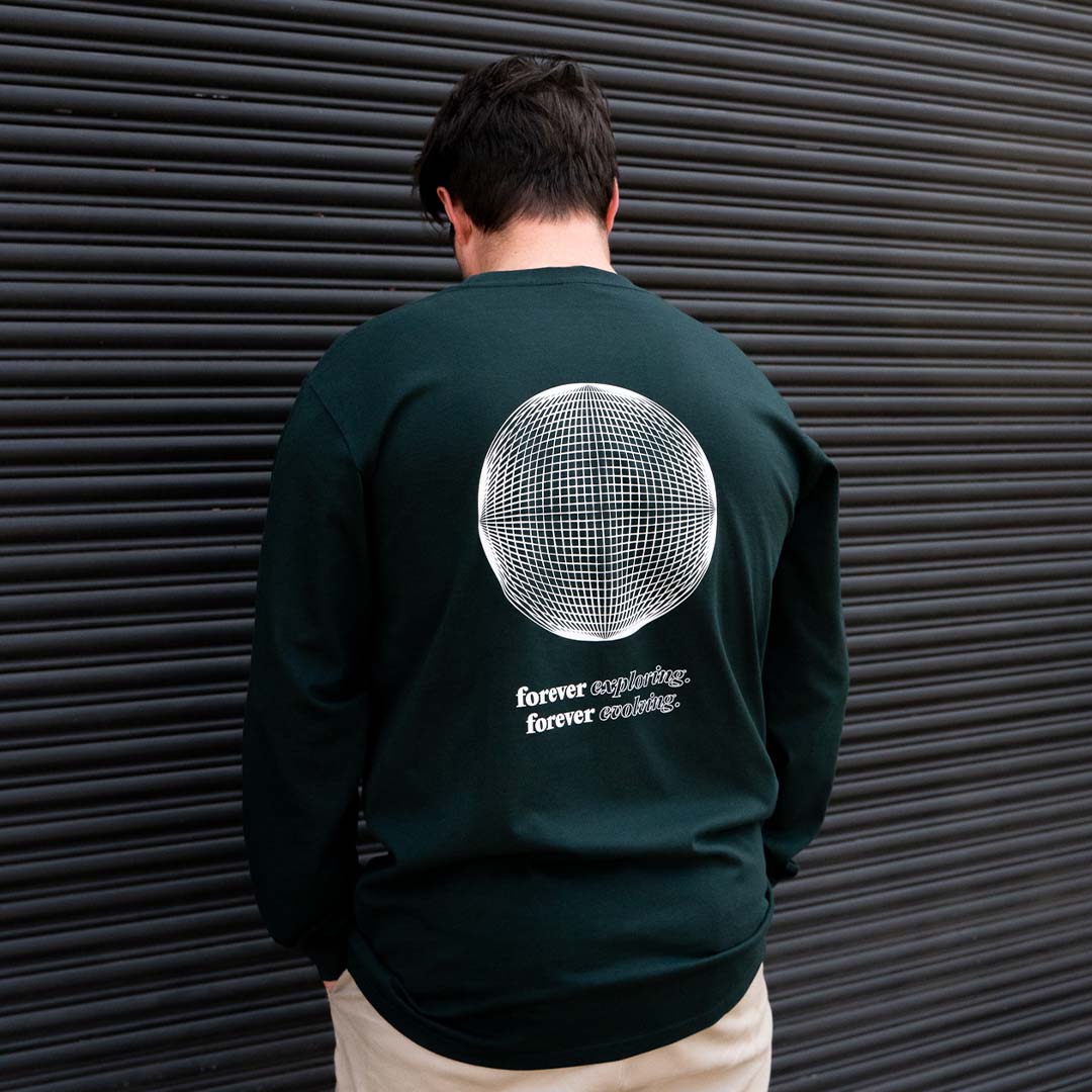 Disco Ball Long Sleeve Tee - Pine Green